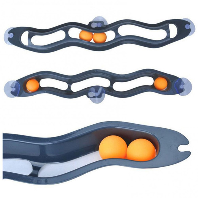 Cat Track Ball Toy with Suction Cup Cat Boredom Stress Relief Home Indoor Wall Mount Hollow Wavy Track Ball Interactive Toy Pet Supplies 