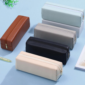 Pencil Case Faux Leather Pencil Pouch Organizer Small Zipper Pen Bag Multi-functional Cosmetic Makeup Bag for Work Travel