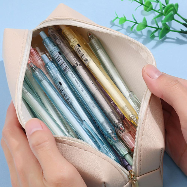 Pencil Case Faux Leather Pencil Pouch Organizer Small Zipper Pen Bag Multi-functional Cosmetic Makeup Bag for Work Travel Pencil Case Faux Leather Pencil Pouch Organizer Small Zipper Pen Bag Multi-functional Cosmetic Makeup Bag for Work Travel