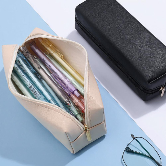 Pencil Case Faux Leather Pencil Pouch Organizer Small Zipper Pen Bag Multi-functional Cosmetic Makeup Bag for Work Travel Pencil Case Faux Leather Pencil Pouch Organizer Small Zipper Pen Bag Multi-functional Cosmetic Makeup Bag for Work Travel