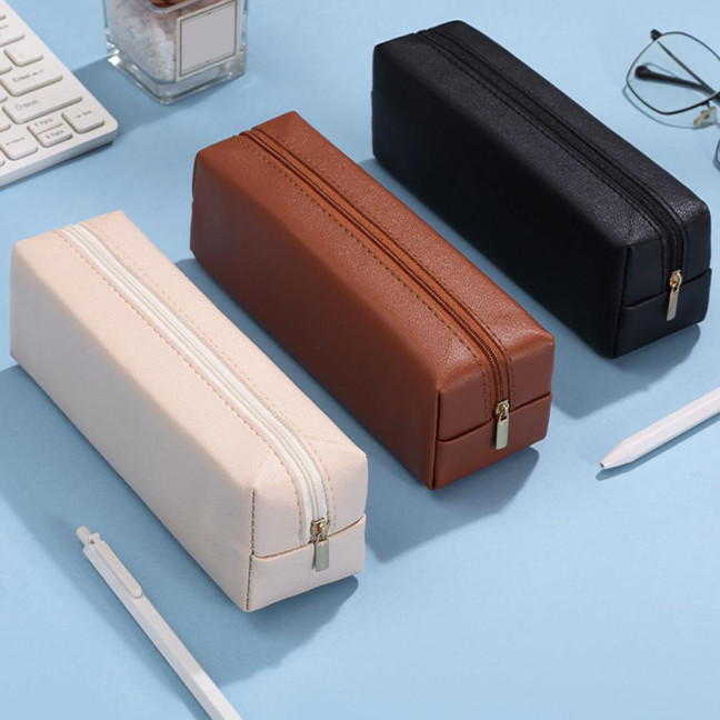 Pencil Case Faux Leather Pencil Pouch Organizer Small Zipper Pen Bag Multi-functional Cosmetic Makeup Bag for Work Travel Pencil Case Faux Leather Pencil Pouch Organizer Small Zipper Pen Bag Multi-functional Cosmetic Makeup Bag for Work Travel
