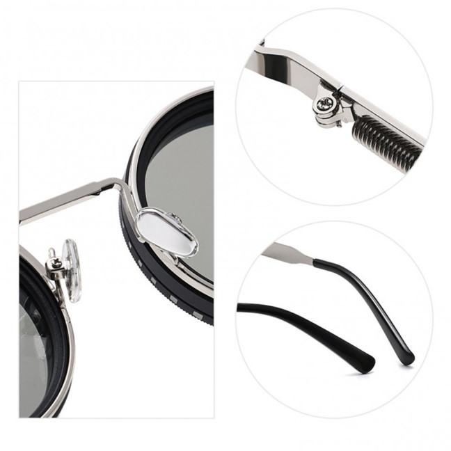 Adjustable Tint Polarized Sunglasses 1-9 Gear Round Glasses with ND Filter Lenses for Men UV Protection Eyewear for Beach Travel