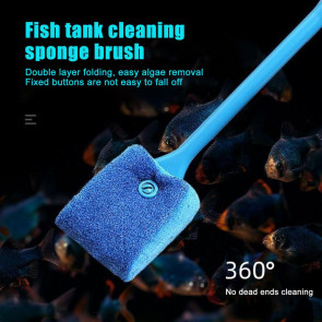 Fish Tank Brush Aquarium Algae Scraper with Long Handle Double Sided Sponge Brush for Glass Aquariums Fish Tanks Home Kitchen