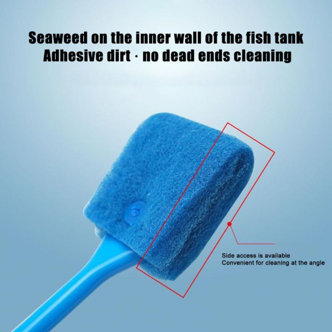 Fish Tank Brush Aquarium Algae Scraper with Long Handle Double Sided Sponge Brush for Glass Aquariums Fish Tanks Home Kitchen