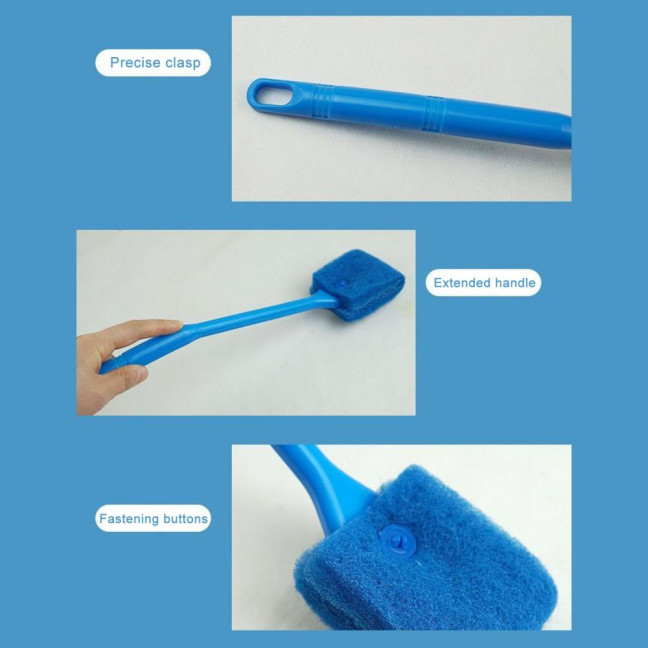 Fish Tank Brush Aquarium Algae Scraper with Long Handle Double Sided Sponge Brush for Glass Aquariums Fish Tanks Home Kitchen
