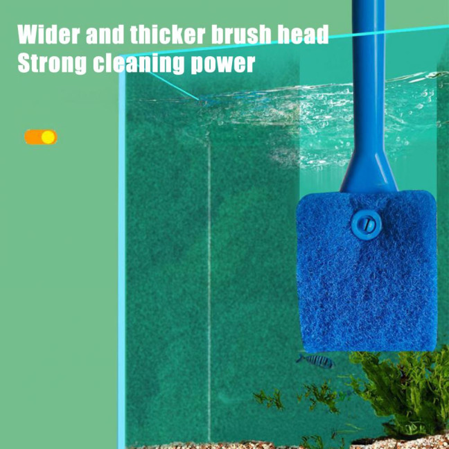 Fish Tank Brush Aquarium Algae Scraper with Long Handle Double Sided Sponge Brush for Glass Aquariums Fish Tanks Home Kitchen