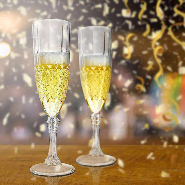 Plastic Champagne Flutes Transparent Wine Glasses Shatterproof Reusable Wine Goblets Elegant Drinkware for Weddings Parties Toasting 