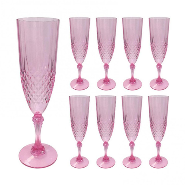Plastic Champagne Flutes Transparent Wine Glasses Shatterproof Reusable Wine Goblets Elegant Drinkware for Weddings Parties Toasting 
