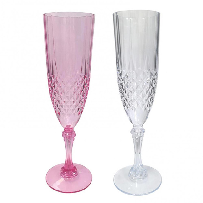 Plastic Champagne Flutes Transparent Wine Glasses Shatterproof Reusable Wine Goblets Elegant Drinkware for Weddings Parties Toasting 