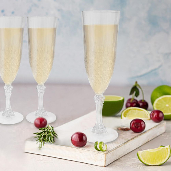 Plastic Champagne Flutes Transparent Wine Glasses Shatterproof Reusable Wine Goblets Elegant Drinkware for Weddings Parties Toasting 