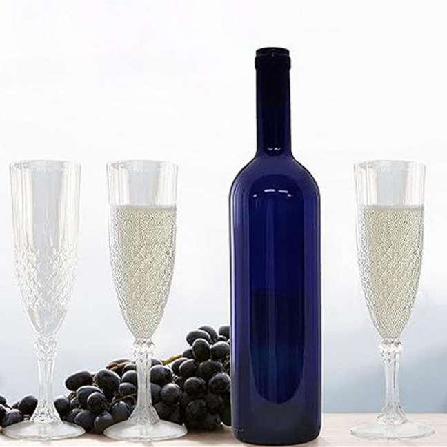 Plastic Champagne Flutes Transparent Wine Glasses Shatterproof Reusable Wine Goblets Elegant Drinkware for Weddings Parties Toasting 