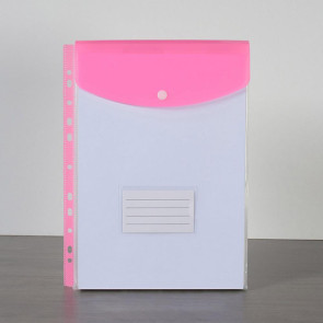 6 Pcs A4 Plastic Binder Pockets for 11 Ring Binder Letter Size Document Organizer Loose Leaf File Folder Pouch with Snap Button And Label Pocket