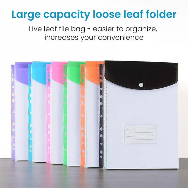 6 Pcs A4 Plastic Binder Pockets for 11 Ring Binder Letter Size Document Organizer Loose Leaf File Folder Pouch with Snap Button And Label Pocket 6 Pcs A4 Plastic Binder Pockets for 11 Ring Binder Letter Size Document Organizer Loose Leaf File Folder Pouch with Snap Button And Label Pocket