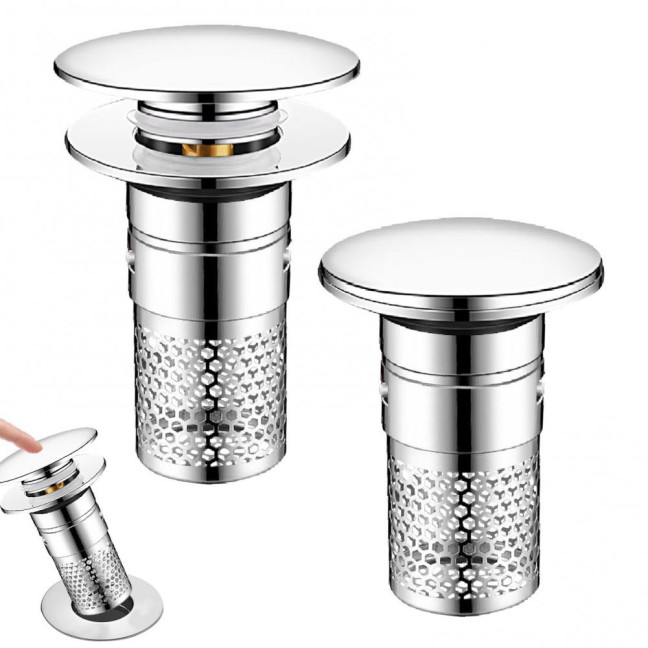 Bathroom Sink Stopper Pop-up Drain Strainer Hair Debris Catcher Sink Strainer with Stainless Steel Strainer Basket for Sink Stopper Replacement
