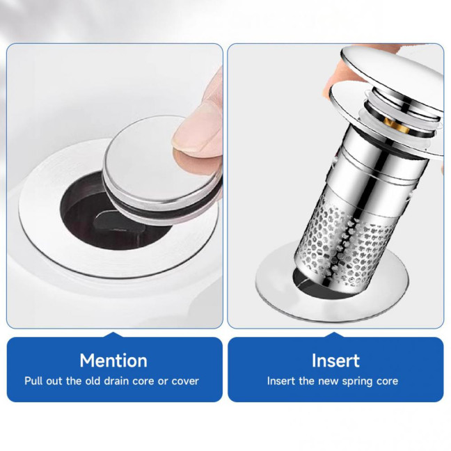 Bathroom Sink Stopper Pop-up Drain Strainer Hair Debris Catcher Sink Strainer with Stainless Steel Strainer Basket for Sink Stopper Replacement