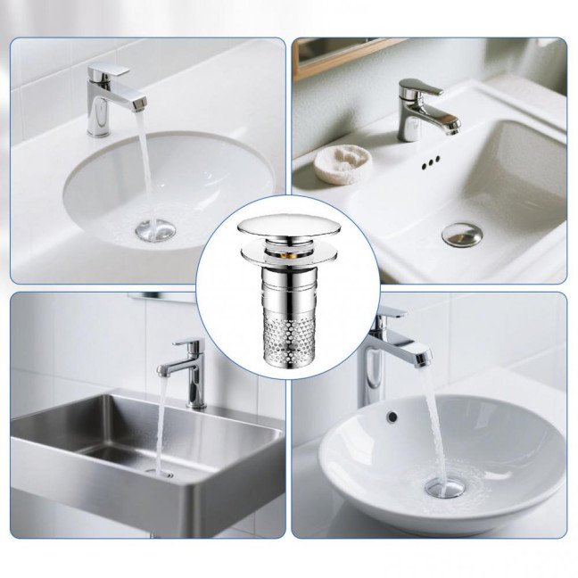 Bathroom Sink Stopper Pop-up Drain Strainer Hair Debris Catcher Sink Strainer with Stainless Steel Strainer Basket for Sink Stopper Replacement