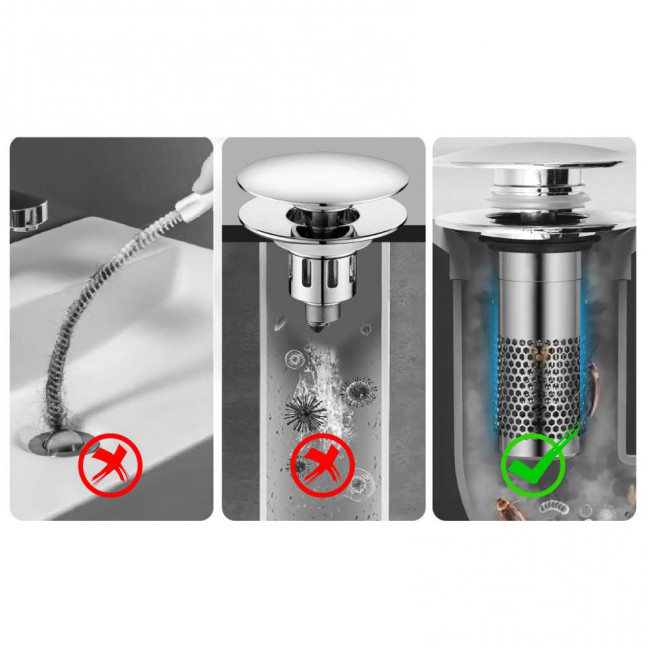 Bathroom Sink Stopper Pop-up Drain Strainer Hair Debris Catcher Sink Strainer with Stainless Steel Strainer Basket for Sink Stopper Replacement