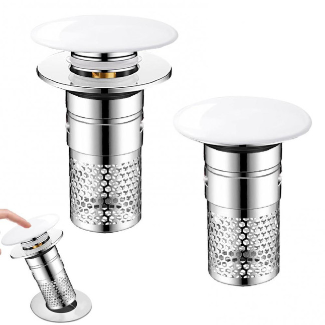 Bathroom Sink Stopper Pop-up Drain Strainer Hair Debris Catcher Sink Strainer with Stainless Steel Strainer Basket for Sink Stopper Replacement