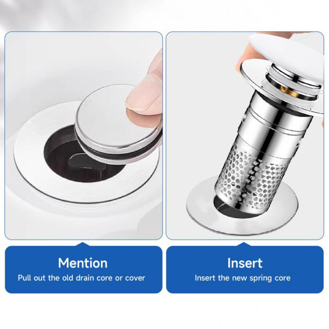 Bathroom Sink Stopper Pop-up Drain Strainer Hair Debris Catcher Sink Strainer with Stainless Steel Strainer Basket for Sink Stopper Replacement