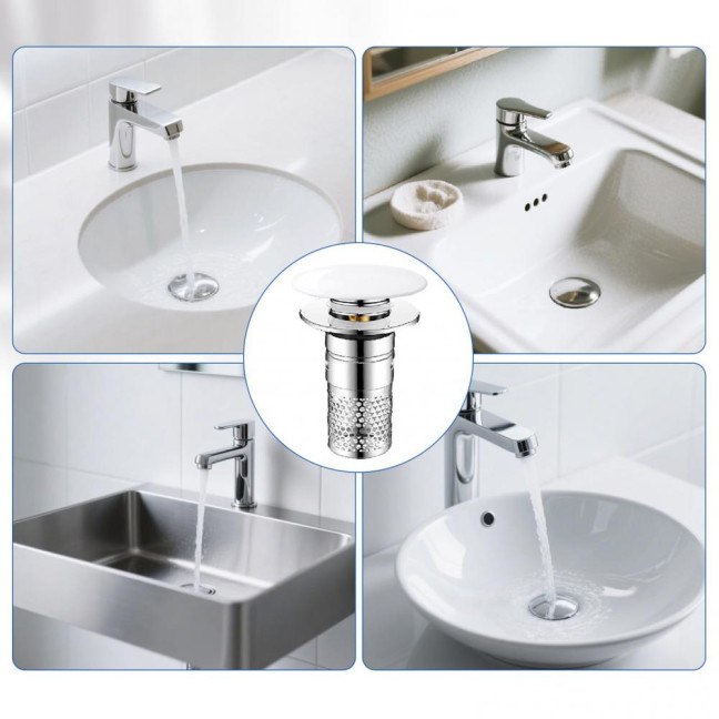 Bathroom Sink Stopper Pop-up Drain Strainer Hair Debris Catcher Sink Strainer with Stainless Steel Strainer Basket for Sink Stopper Replacement
