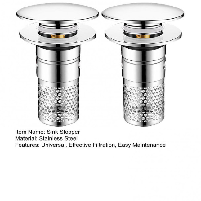 Bathroom Sink Stopper Pop-up Drain Strainer Hair Debris Catcher Sink Strainer with Stainless Steel Strainer Basket for Sink Stopper Replacement