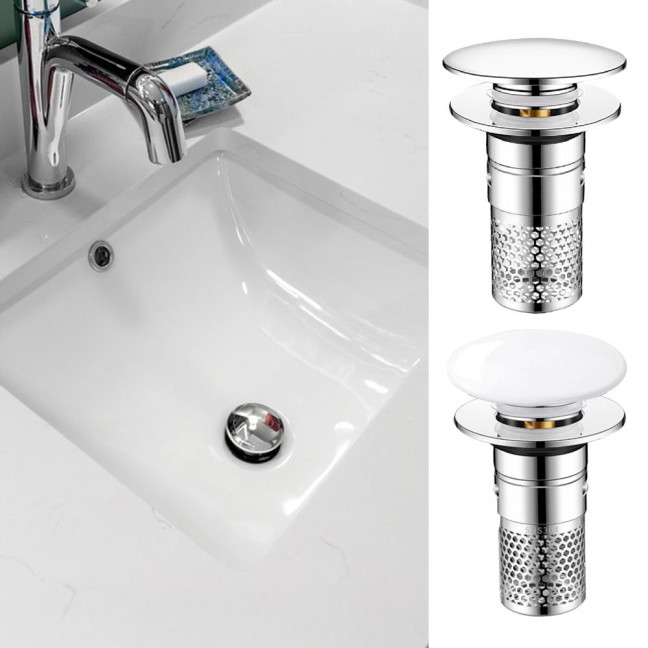 Bathroom Sink Stopper Pop-up Drain Strainer Hair Debris Catcher Sink Strainer with Stainless Steel Strainer Basket for Sink Stopper Replacement