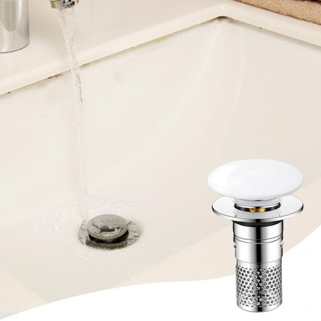Bathroom Sink Stopper Pop-up Drain Strainer Hair Debris Catcher Sink Strainer with Stainless Steel Strainer Basket for Sink Stopper Replacement