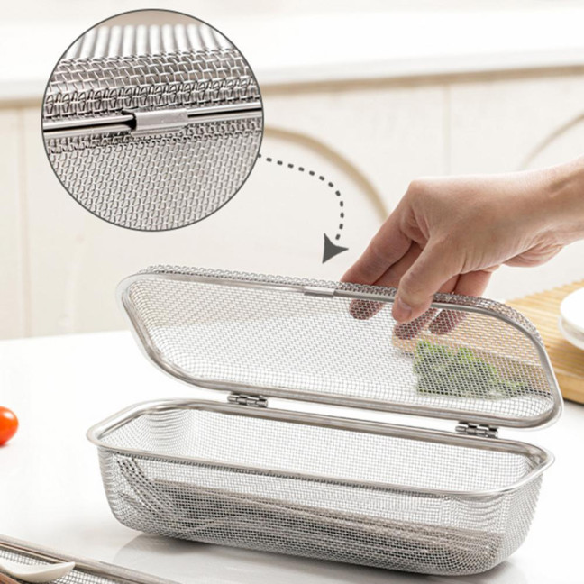 Stainless Steel Mesh Utensil Basket Dishwasher Safe Drying Rack for Spoons Forks Chopsticks Tableware Efficient Kitchen Organizer