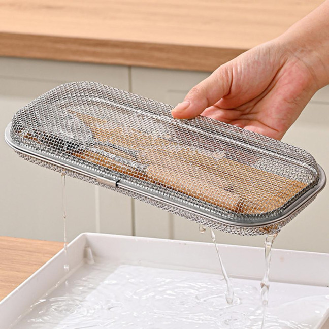 Stainless Steel Mesh Utensil Basket Dishwasher Safe Drying Rack for Spoons Forks Chopsticks Tableware Efficient Kitchen Organizer