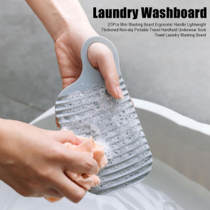 2/3Pcs Mini Washing Board Ergonomic Handle Lightweight Thickened Non-slip Portable Travel Handheld Underwear Sock Towel Laundry Washing Board 