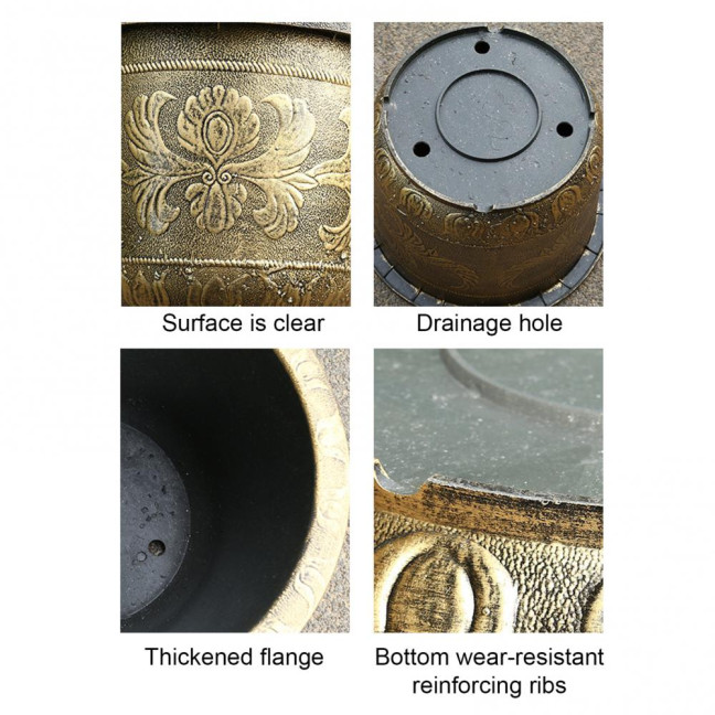 Large Flower Pot Thickened Plant Pot with Drainage Hole Retro Resin Lotus Planter for Indoor Outdoor Plants Home Gardening