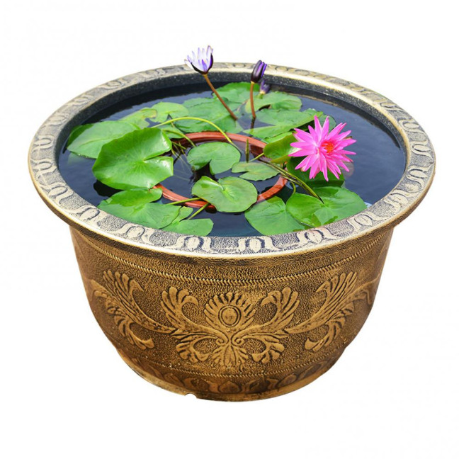 Large Flower Pot Thickened Plant Pot with Drainage Hole Retro Resin Lotus Planter for Indoor Outdoor Plants Home Gardening