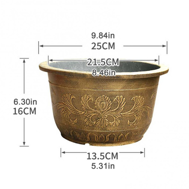 Large Flower Pot Thickened Plant Pot with Drainage Hole Retro Resin Lotus Planter for Indoor Outdoor Plants Home Gardening