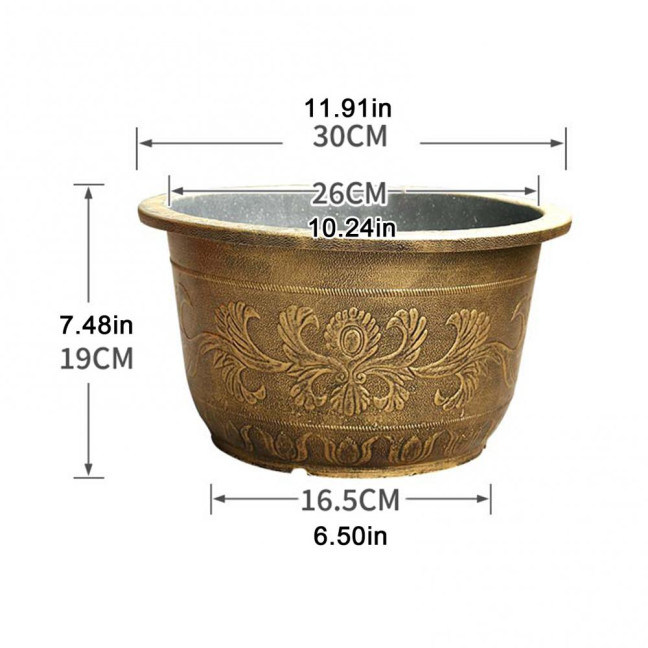 Large Flower Pot Thickened Plant Pot with Drainage Hole Retro Resin Lotus Planter for Indoor Outdoor Plants Home Gardening