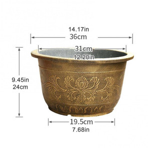 Large Flower Pot Thickened Plant Pot with Drainage Hole Retro Resin Lotus Planter for Indoor Outdoor Plants Home Gardening
