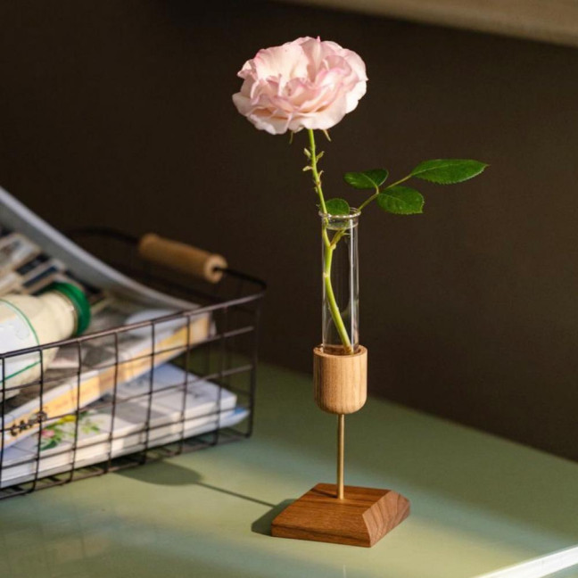 Plant Propagation Station Wooden Stand with Glass Test Tube Vase Desktop Hydroponic Planter for Home Office Decor Floral Arrangements