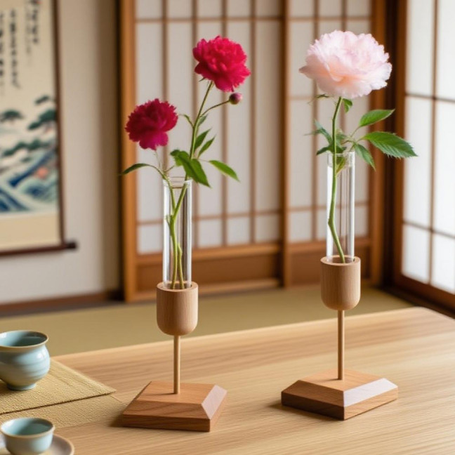 Plant Propagation Station Wooden Stand with Glass Test Tube Vase Desktop Hydroponic Planter for Home Office Decor Floral Arrangements