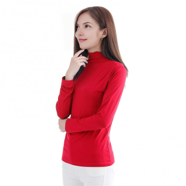 Women Tops Modal Long Sleeve Turtle Neck Solid Color Base Shirt Figure-flattering Women Shirt Daily Wear