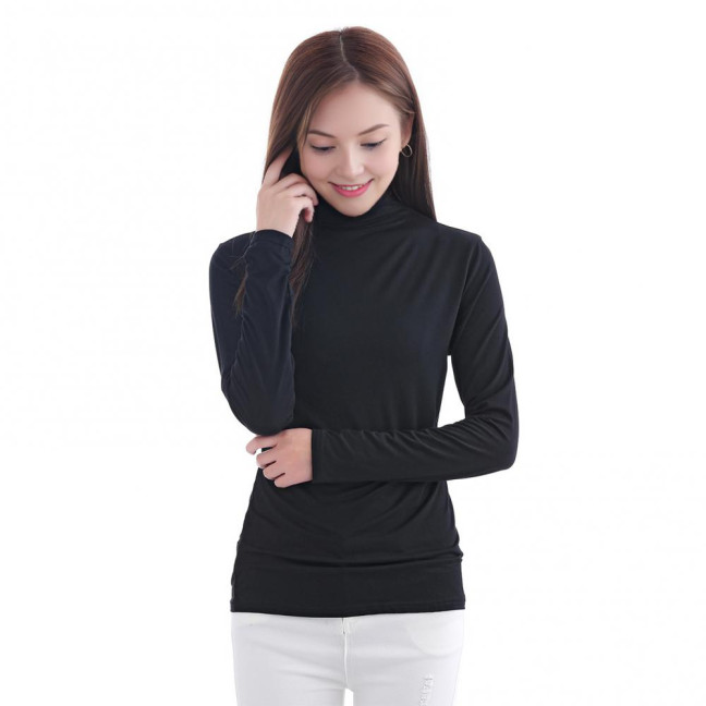 Women Tops Modal Long Sleeve Turtle Neck Solid Color Base Shirt Figure-flattering Women Shirt Daily Wear
