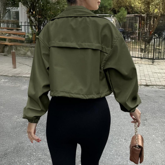 Women Cropped Utility Jacket Zip Up Oversized Anorak Coat with Pockets Autumn Drawstring Short Outerwear Women Cropped Utility Jacket Zip Up Oversized Anorak Coat with Pockets Autumn Drawstring Short Outerwear