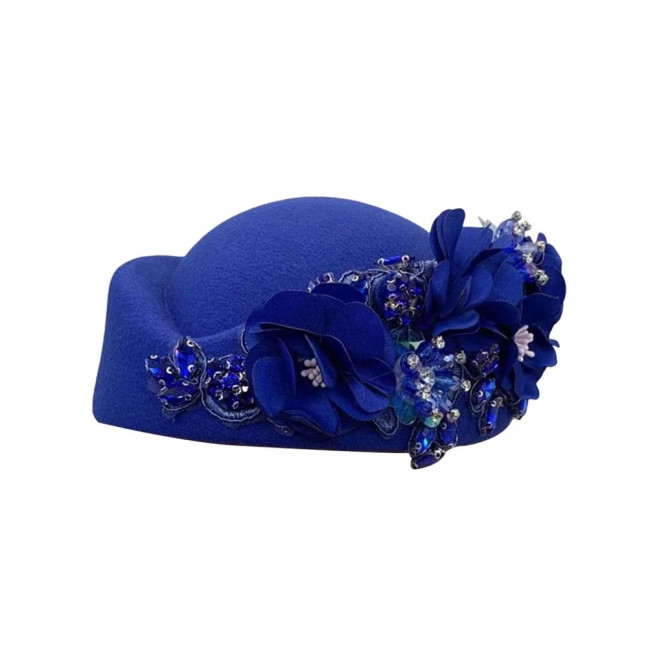 Tea Party Hat for Women Girls Fabric Flower Fascinators Hat Vintage Cocktail Party Pillbox Hat Role Play Bowler Party Accessory