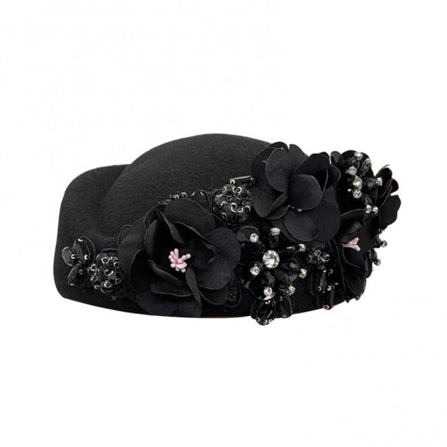 Tea Party Hat for Women Girls Fabric Flower Fascinators Hat Vintage Cocktail Party Pillbox Hat Role Play Bowler Party Accessory