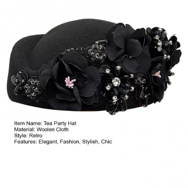 Tea Party Hat for Women Girls Fabric Flower Fascinators Hat Vintage Cocktail Party Pillbox Hat Role Play Bowler Party Accessory