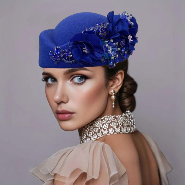 Tea Party Hat for Women Girls Fabric Flower Fascinators Hat Vintage Cocktail Party Pillbox Hat Role Play Bowler Party Accessory