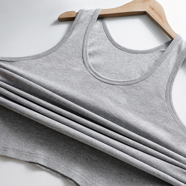 2Pcs Men Vest Round Neck Sleeveless Solid Color Muscle Tank Tops Gym Bodybuilding Running Sportwear Summer Clothing