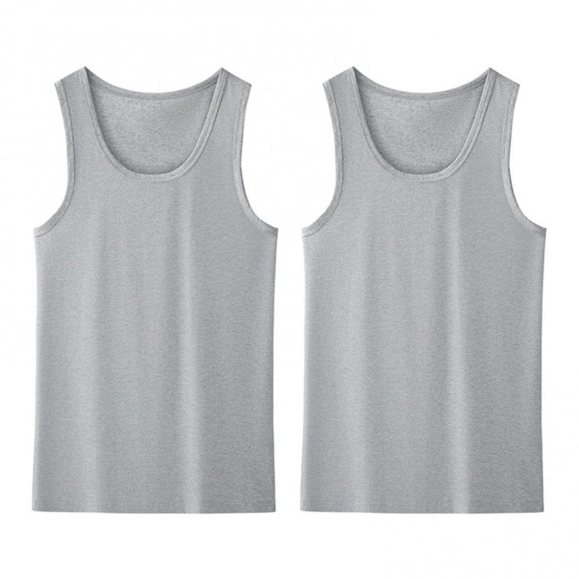 2Pcs Men Vest Round Neck Sleeveless Solid Color Muscle Tank Tops Gym Bodybuilding Running Sportwear Summer Clothing