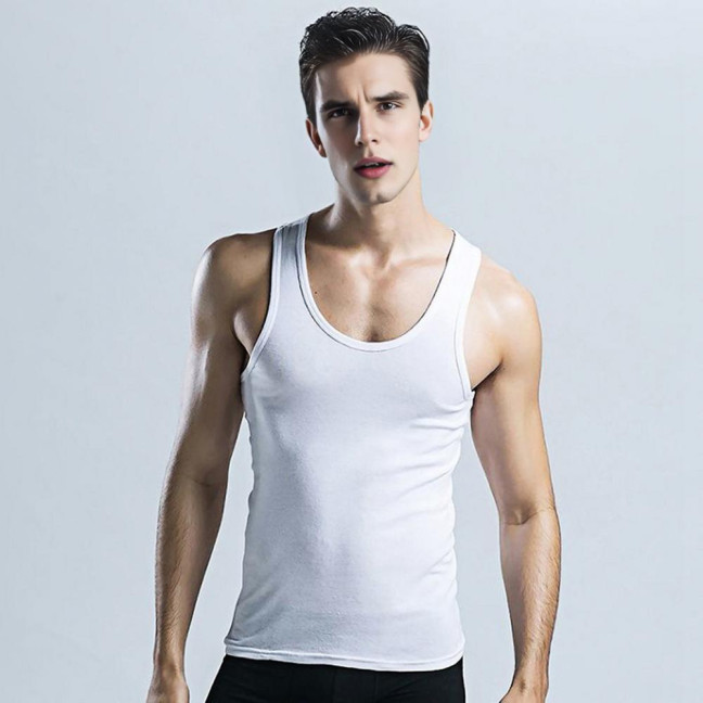 2Pcs Men Vest Round Neck Sleeveless Solid Color Muscle Tank Tops Gym Bodybuilding Running Sportwear Summer Clothing