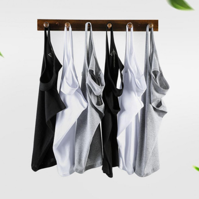 2Pcs Men Vest Round Neck Sleeveless Solid Color Muscle Tank Tops Gym Bodybuilding Running Sportwear Summer Clothing