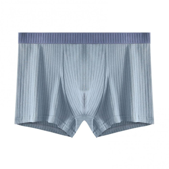 Men Boxer Underwear Elastic Mid-Waist Design U-Convex Shorts Briefs Patchwork Color Ribbed U-Convex Panties