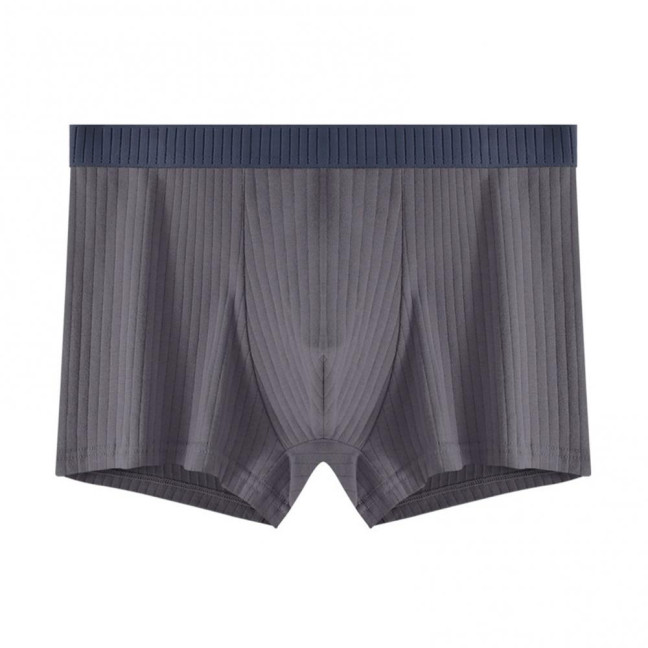 Men Boxer Underwear Elastic Mid-Waist Design U-Convex Shorts Briefs Patchwork Color Ribbed U-Convex Panties